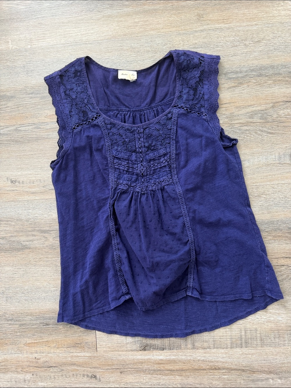 Anthropologie Deep Purple Lace-Detail Sleeveless Blouse